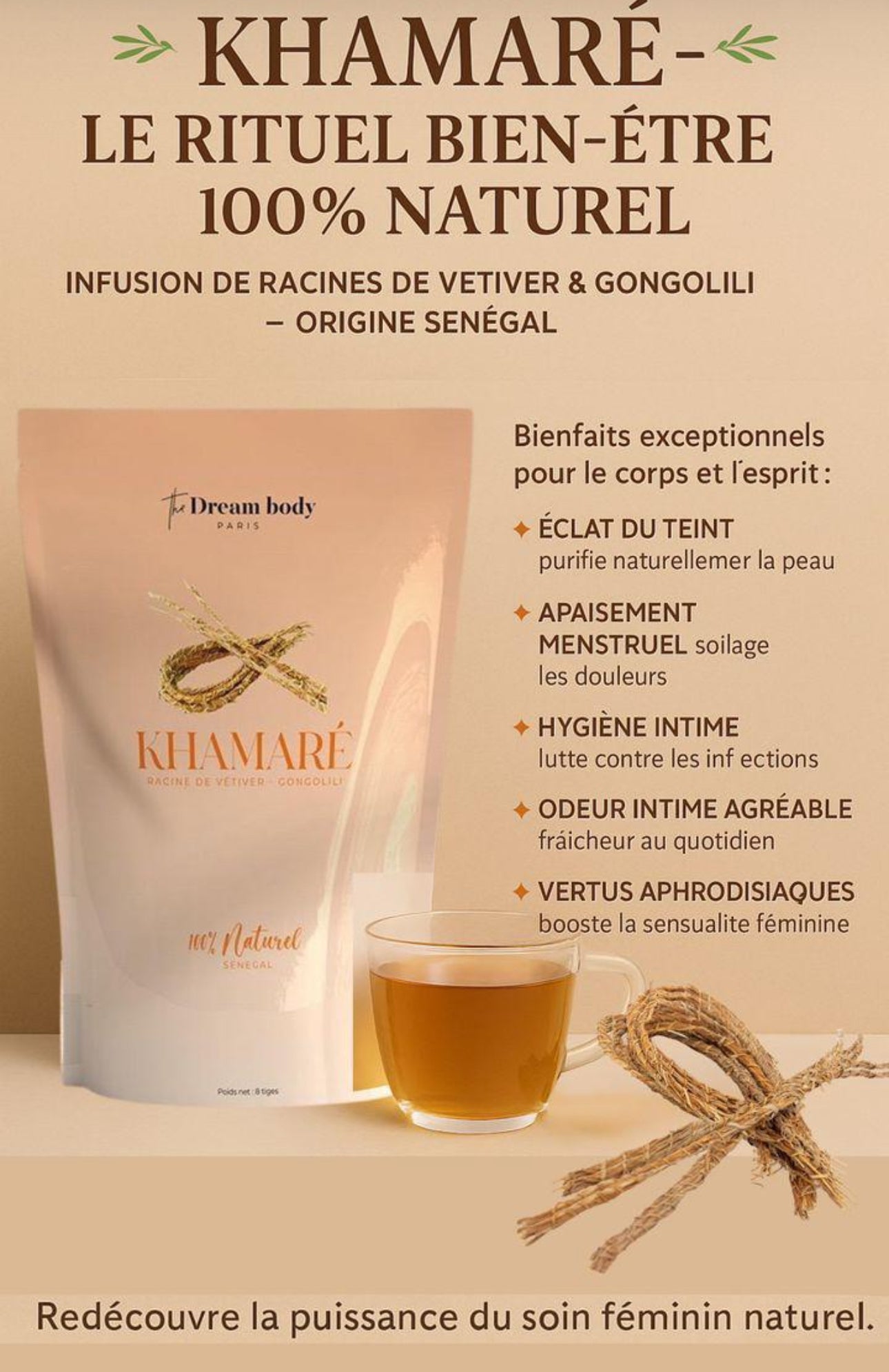 Tige de KHAMARÉ - Racine de vétiver (gongoli)